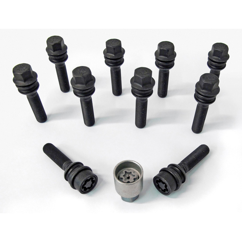 H&R Wielboutenset bolkonisch met bewegende ring R14 M14x1.50 - Lengte 54mm - Zwart - 10 stuks - incl. wielsloten