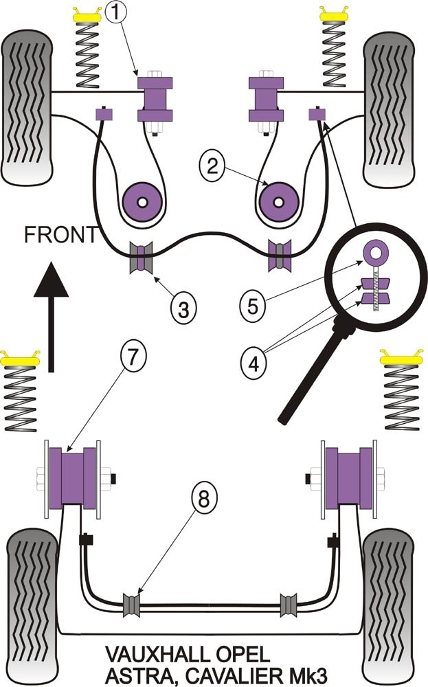 Opel Cavalier 2WD, Vectra A  Front Anti Roll Bar Eye Bolt Bush 2