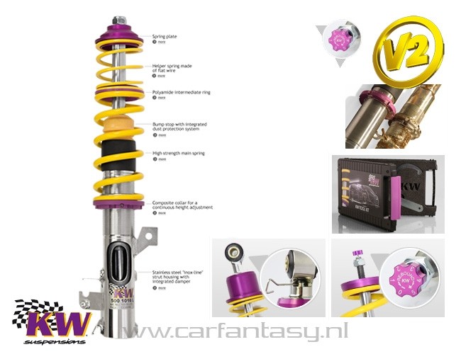 Schroefset KW V2 inox Audi A3 8L 1.9TDI quattro 10/1998-05/2003