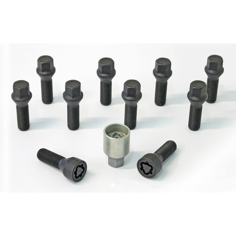 H&R Wielboutenset konisch M14x1.50 - Lengte 28mm - Zwart - 10 stuks - incl. wielsloten