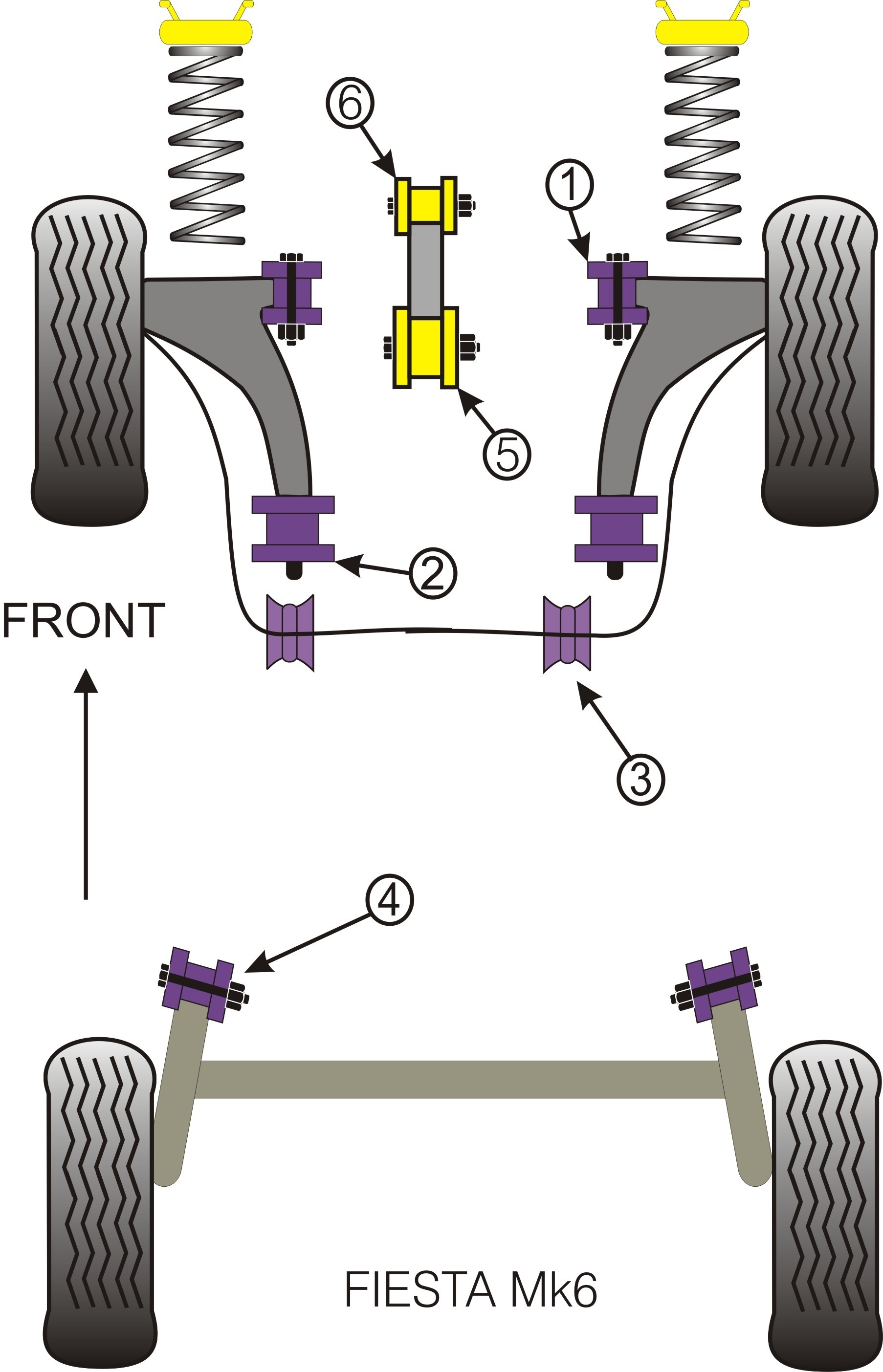 Ford Fiesta Mk6 inc ST & Fusion  Rear Beam Mounting Bush - Power