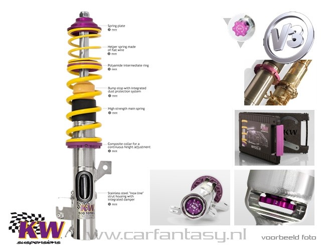 Schroefset KW V3 inox VW Golf VIII R 4-Motion DDC, Multilink, 55mm klem, tot 1100kg