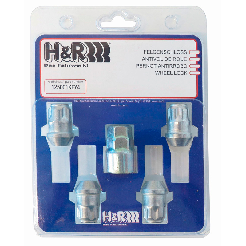 H&R Wielslotenset M12x1.25 konisch - 4 slotmoeren incl. adapter
