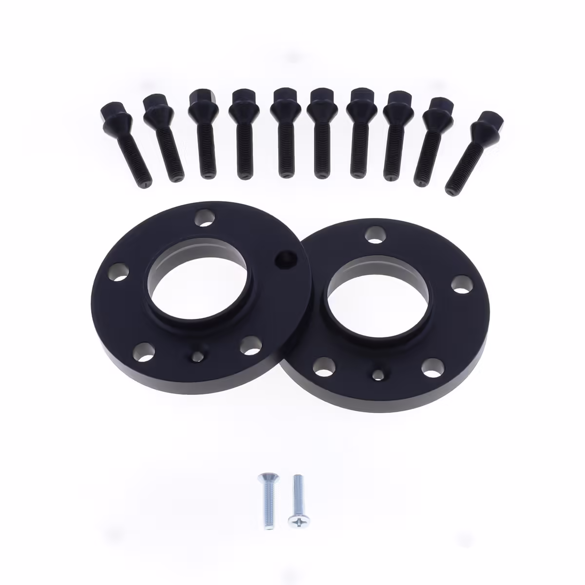 Spoorverbreders 5x112 naaf:57 dikte:12mm Audi VW Seat Skoda incl. wielbouten Zwart