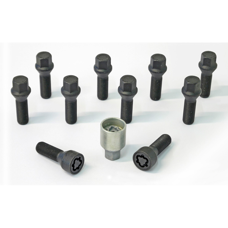 H&R Wielboutenset konisch M14x1.25 - Lengte 48mm - Zwart - 10 stuks - incl. wielsloten