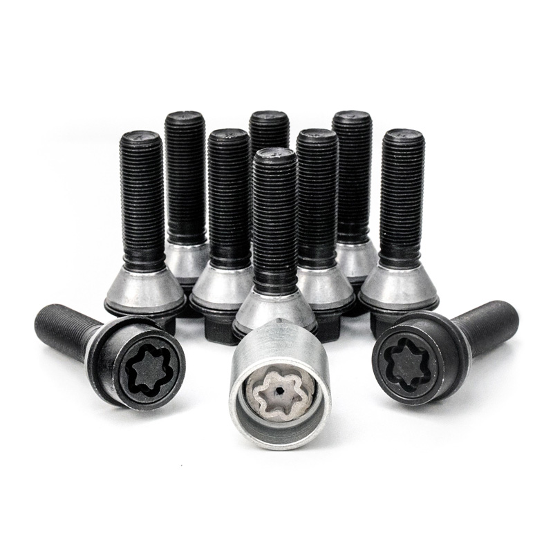 H&R Wielboutenset konisch met beweegbare ring M14x1.25 - Lengte 41mm - Zwart - 10 stuks (Bv.  BMW) - incl. wielsloten