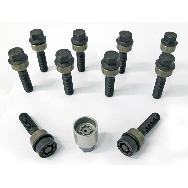 H&R Wielboutenset bolkonisch met beweegbare ring R14 M14x1.50 - Lengte 60mm - Zwart - 10 stuks (Bv.  Porsche) - incl. wielsloten
