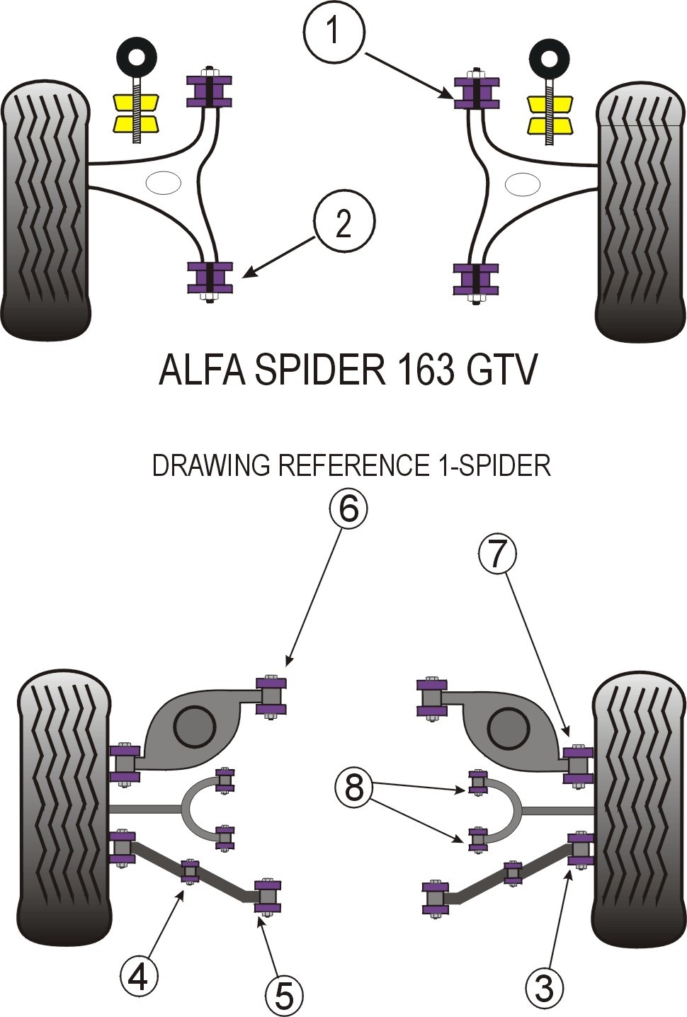 Alfa Romeo Spider, GTV 2.0 & V6  Engine Mount Kit V6 Only - Powe