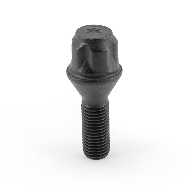 H&R Wielslotenset M12x1.50x28mm konisch Zwart - 4 slotbouten incl. adapter