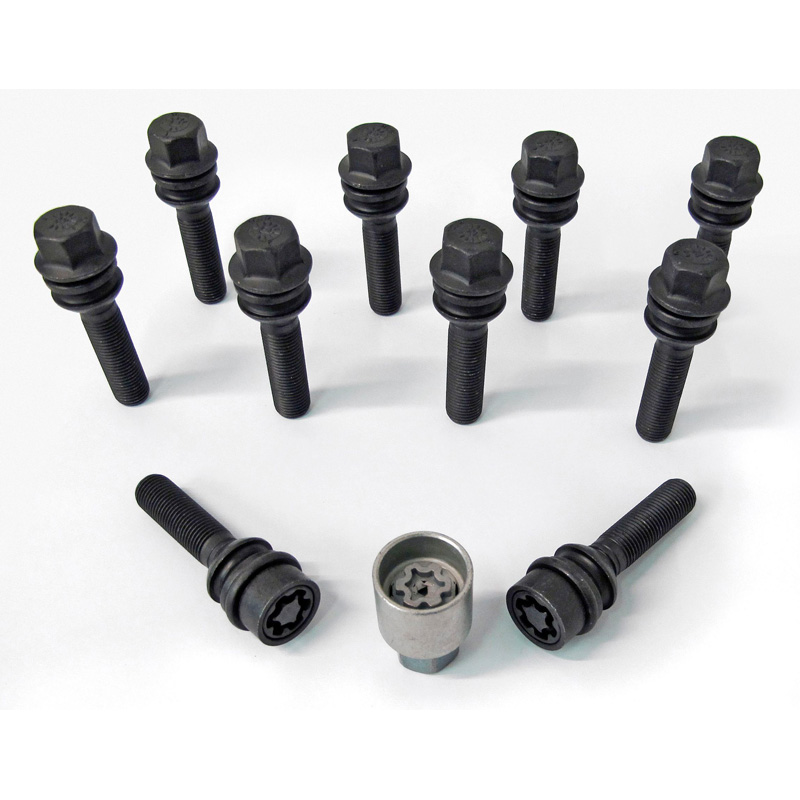H&R Wielboutenset bolkonisch met bewegende ring R14 M14x1.50 - Lengte 43mm - Zwart - 10 stuks - incl. wielsloten