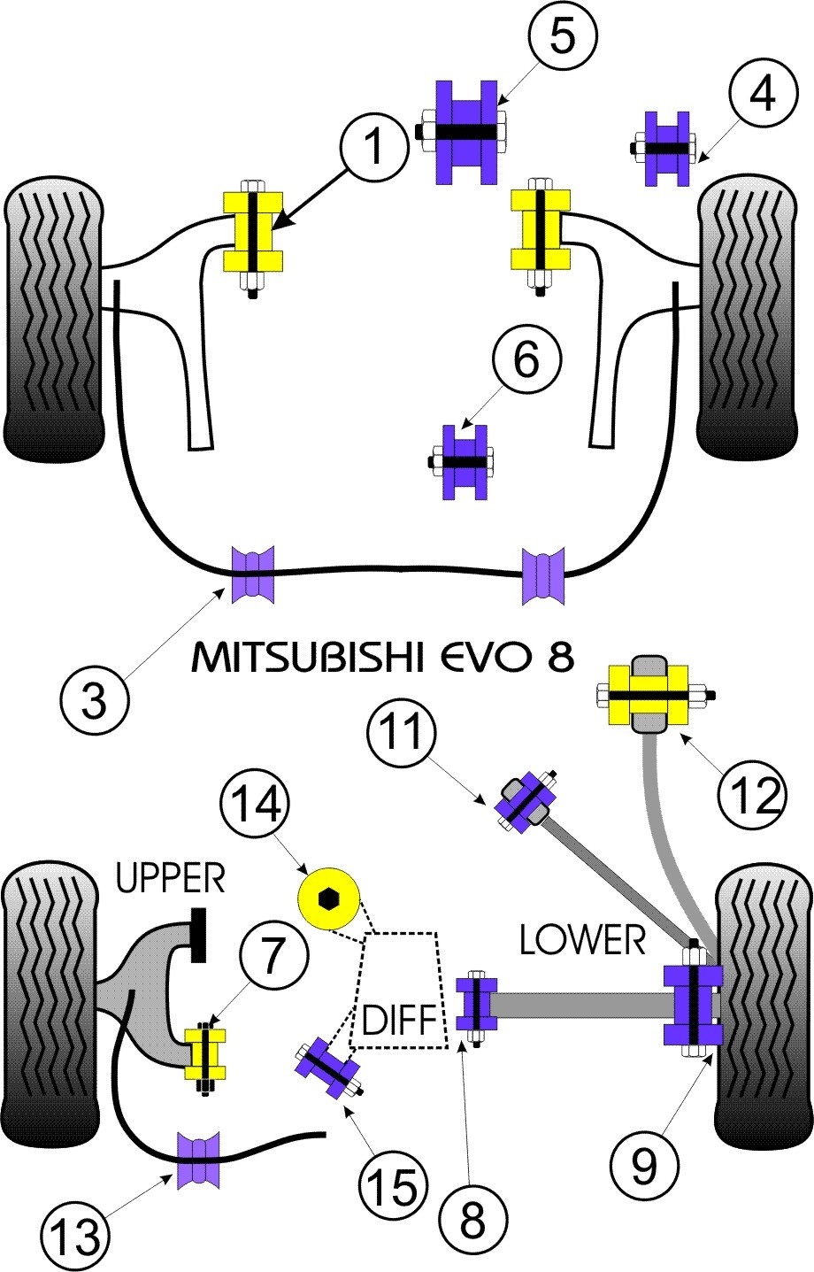 Mitsubishi Lancer Evolution RS/GSR 4-5-6-7 Rear Upper Arm Rear B