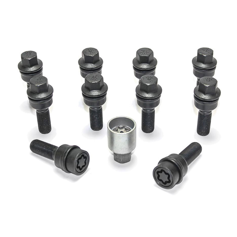 H&R Wielboutenset bolkonisch met beweegbare ring R14 M14x1.50 - Lengte 38mm - Zwart - 10 stuks (bv.  Audi Q3, Q5) - incl. wielsloten