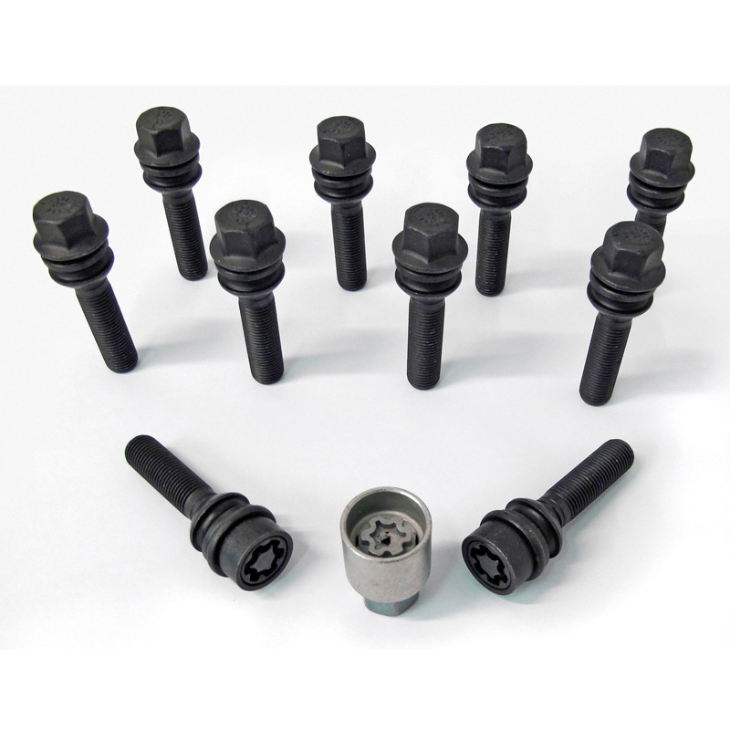 H&R Wielboutenset bolkonisch met bewegende ring R14 M14x1.50 - Lengte 59mm - Zwart - 10 stuks - incl. wielsloten