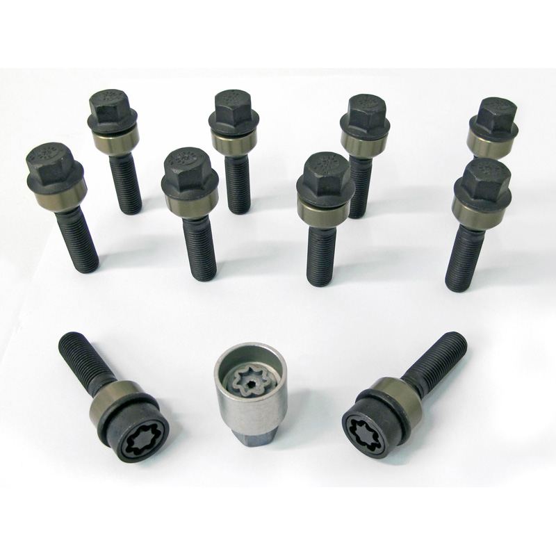 H&R Wielboutenset bolkonisch met beweegbare ring R14 M14x1.50 - Lengte 57mm - Zwart - 10 stuks (Bv.  Porsche) - incl. wielsloten