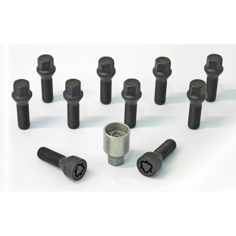H&R Wielboutenset konisch M14x1.25 - Lengte 28mm - Zwart - 10 stuks - incl. wielsloten