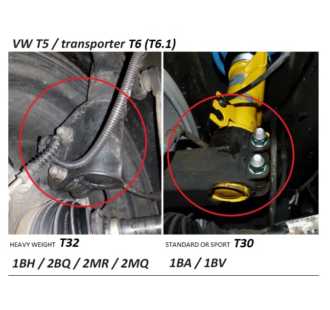 Schroefset Koni VW Transporter T5 & T6 Geel T30