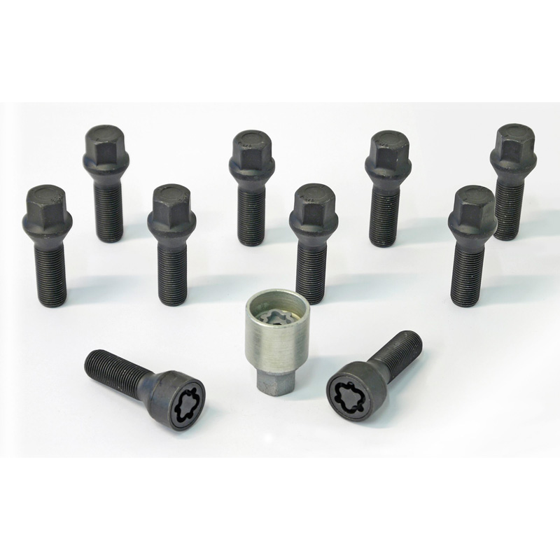 H&R Wielboutenset konisch M14x1.50 - Lengte 40mm - Zwart - 10 stuks - incl. wielsloten