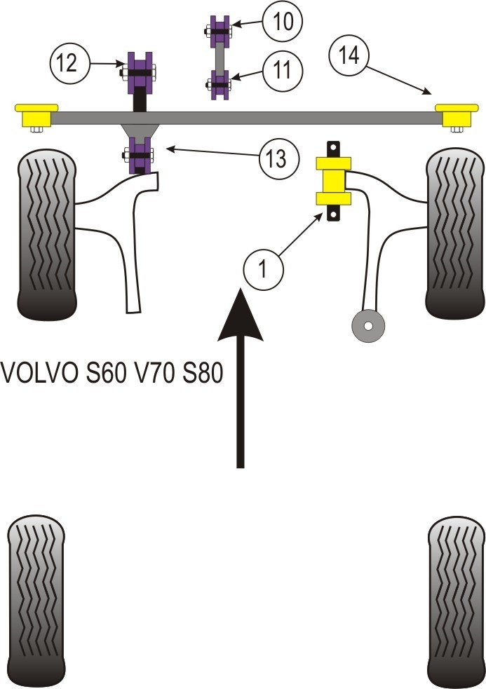 Volvo S60, V70, S80 2000 on Upper Engine Mount Large Bush - Powe